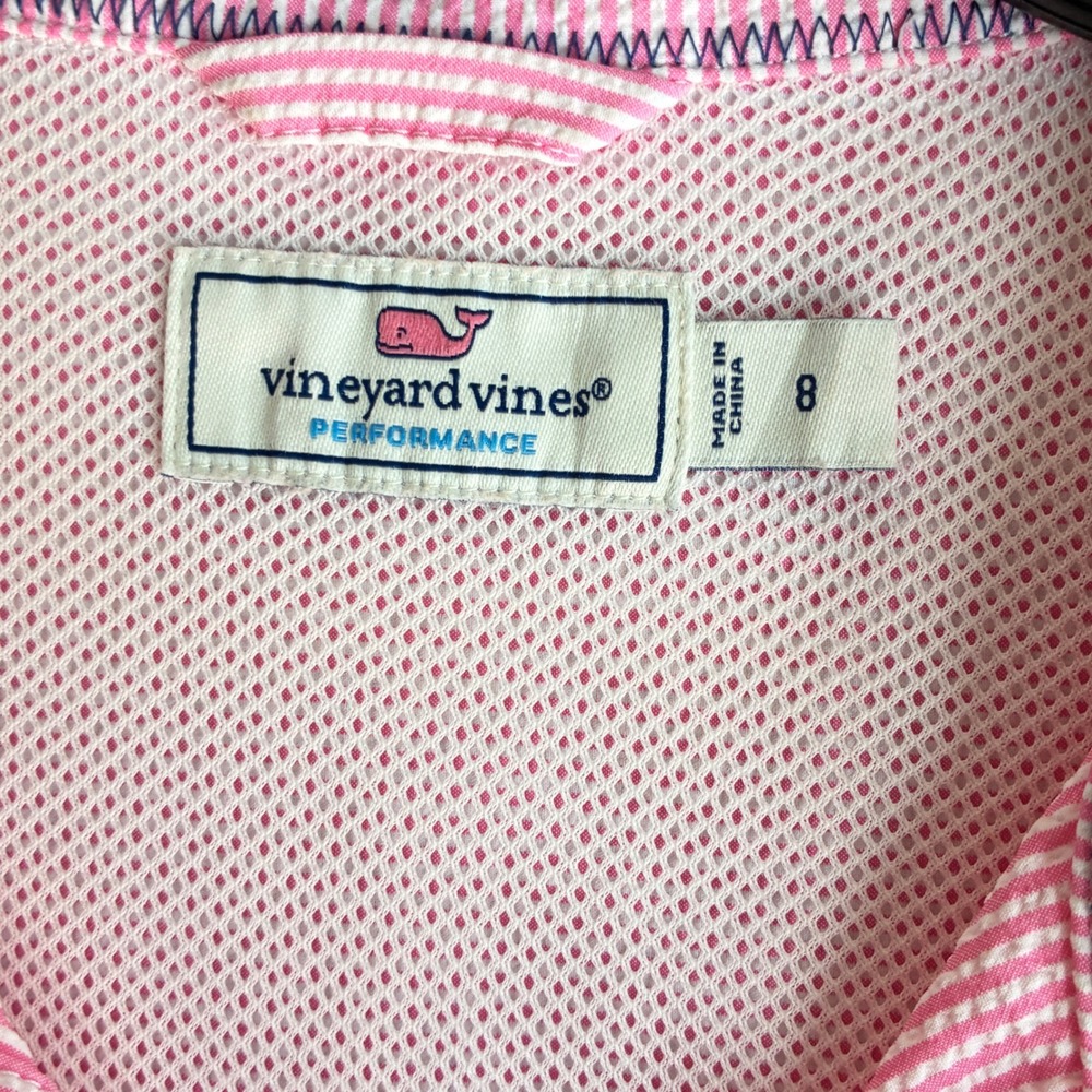Vineyard Vines Performance Dress Womens 8 Pink Seersucker *No Belt* Preppy Golf - Picture 2 of 8